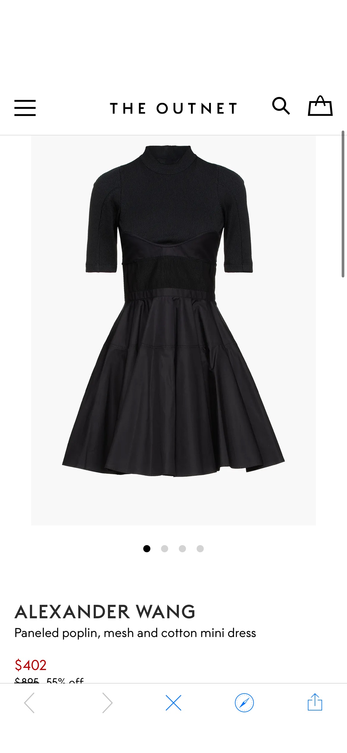 Black Paneled poplin, mesh and cotton mini dress | ALEXANDER WANG | THE OUTNET