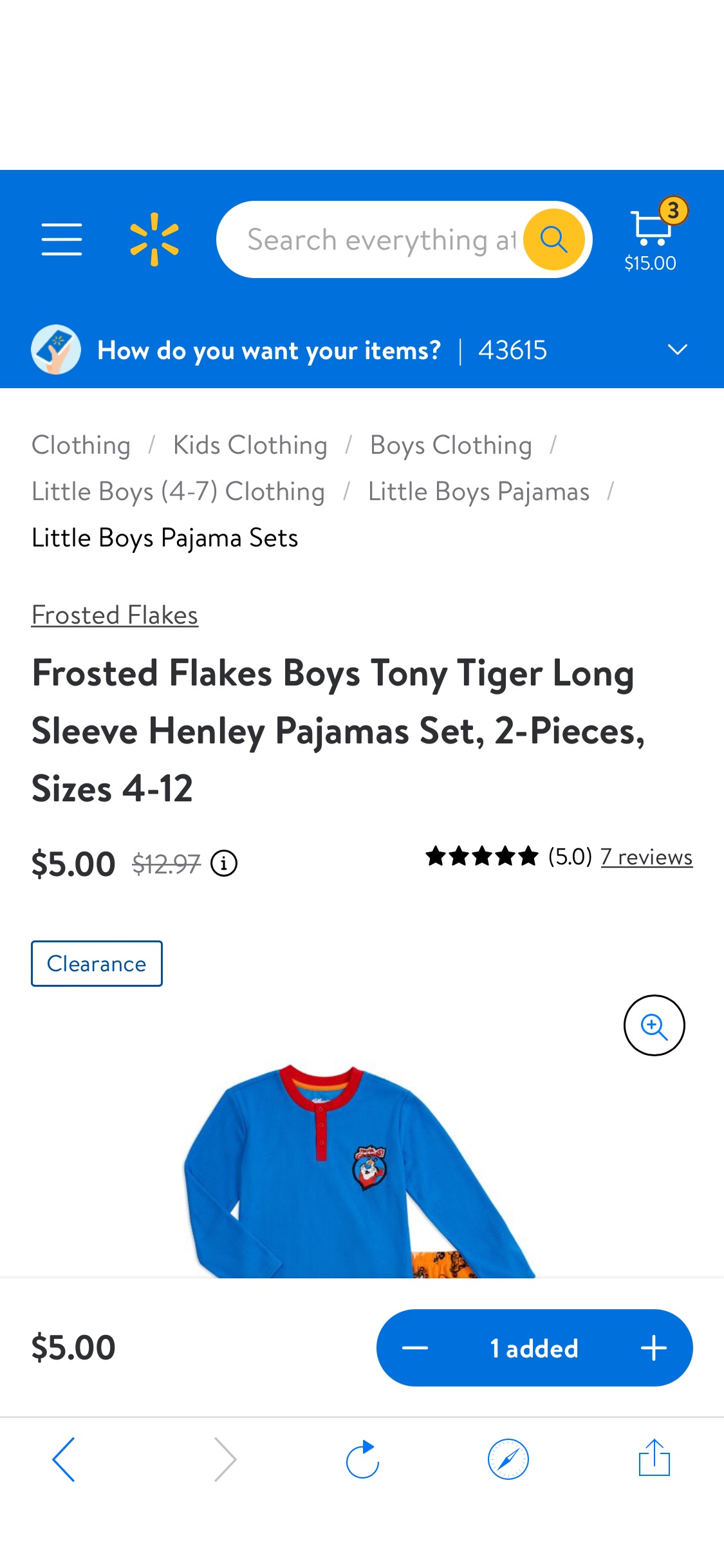 Frosted Flakes 男孩 Tony Tiger Long Sleeve Henley Pajamas Set, 2-Pieces, Sizes 4-12 - Walmart.com
