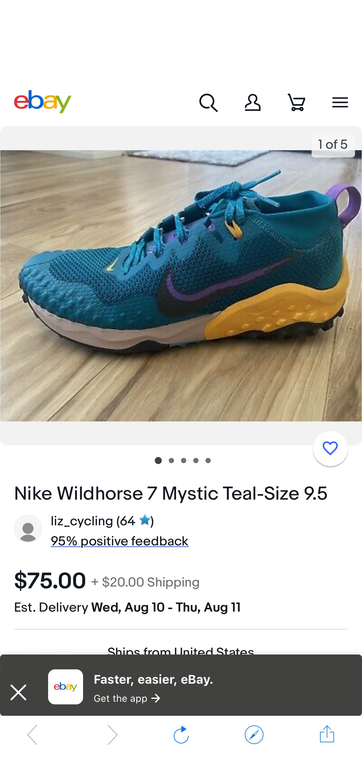 Nike Wildhorse 7 Mystic Teal-Size 9.5 | eBay
