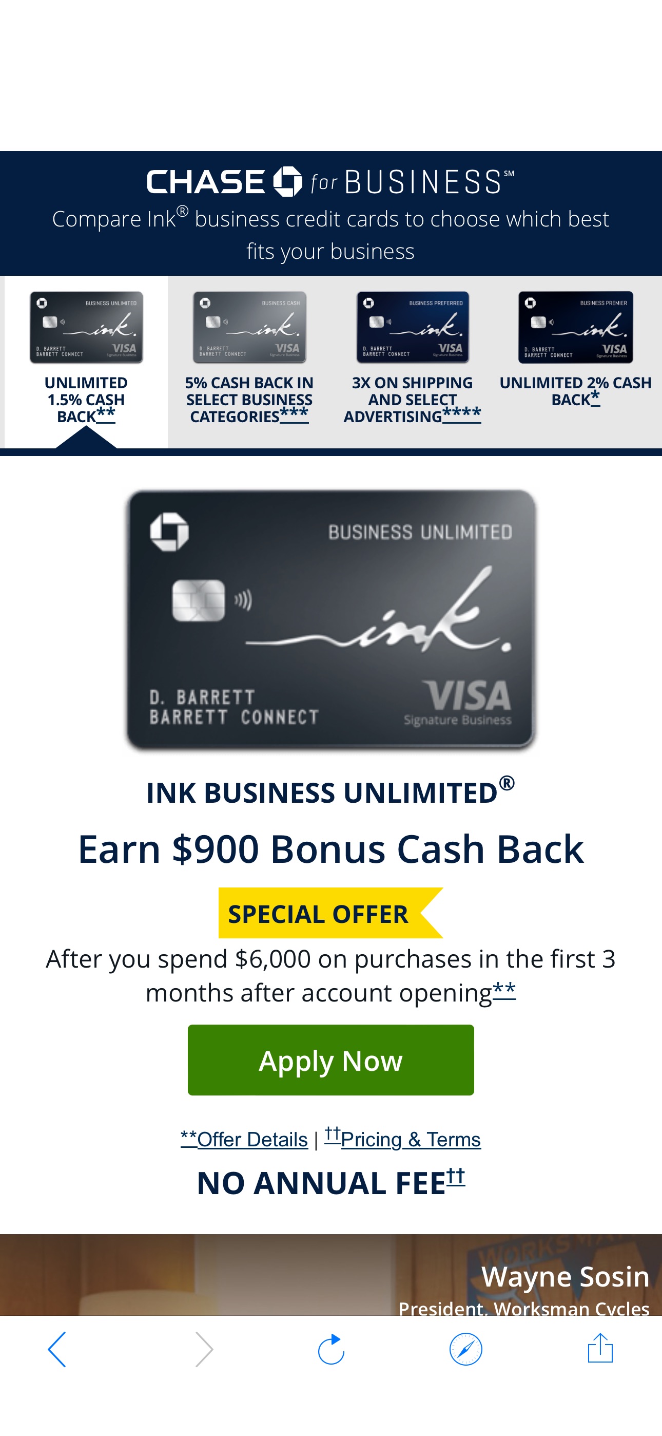 Chase Ink Unlimited信用卡最高offer 120k奖励