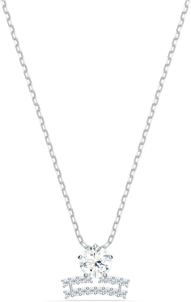 Amazon.com: Swarovski Women's Zodiac Pendant Necklace, Libra Zodiac Motif with White Crystals and Gold-Tone Plated T-bar Closure on a Rhodium Plated Chain : Clothing, Shoes & Jewelry