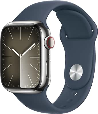 特價: Apple Watch Series 9 [GPS + Cellular 41mm] Smartwatch with Silver Stainless Steel Case 