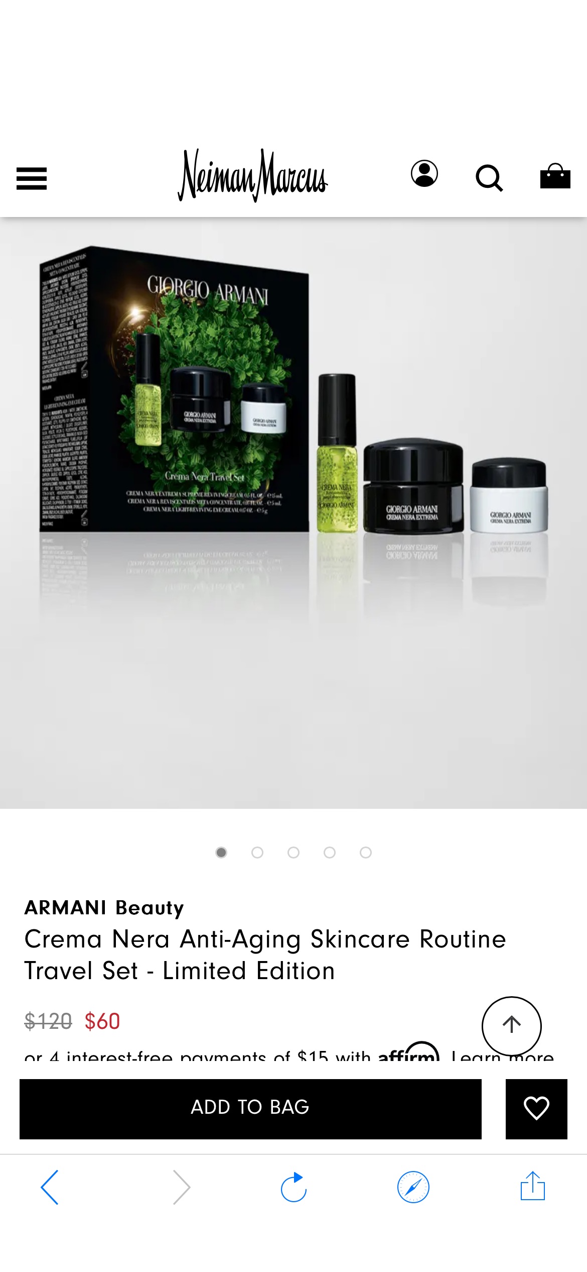 ARMANI beauty Crema Nera Anti-Aging Skincare Routine Travel Set - Limited Edition | Neiman Marcus
