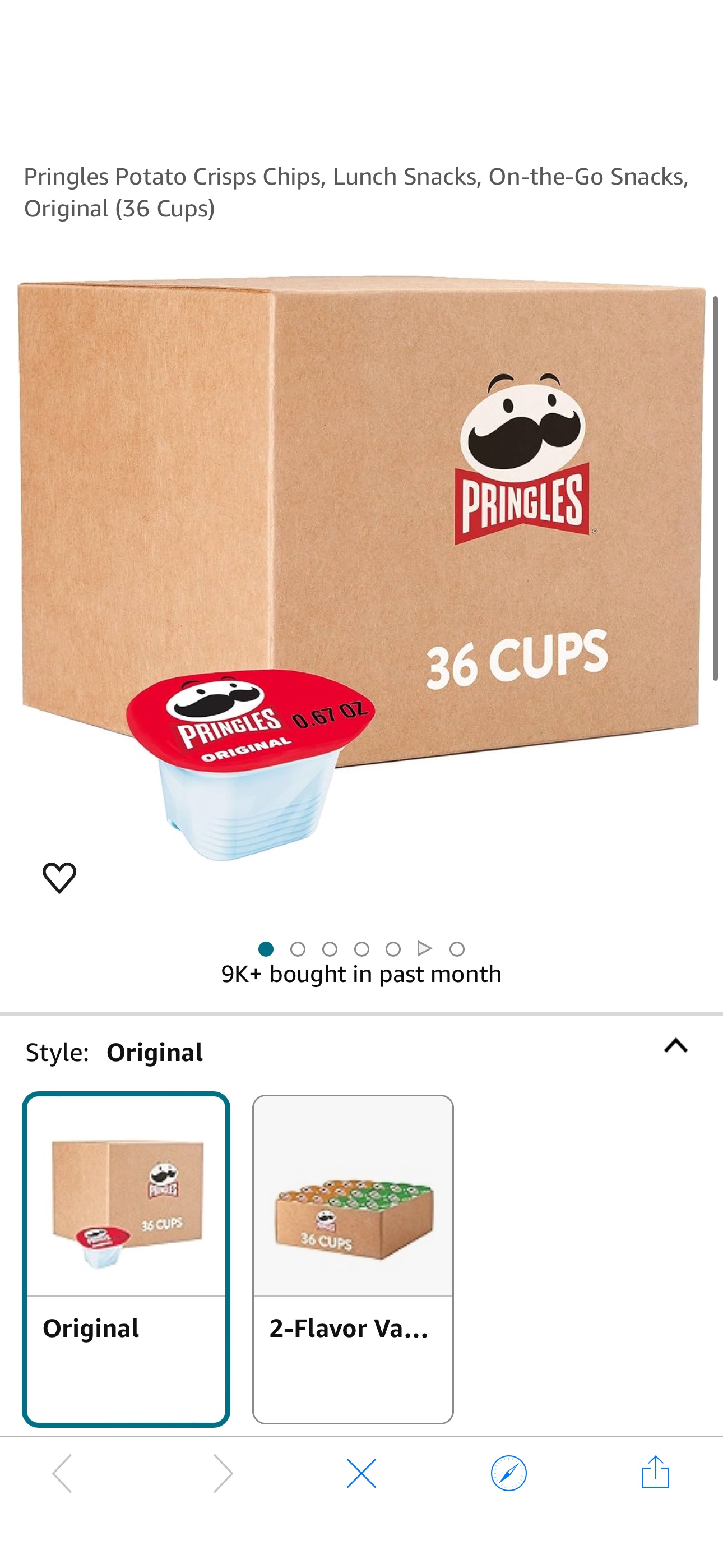 Amazon.com : Pringles Potato Crisps Chips, Lunch Snacks, On-the-Go Snacks, Original (36 Cups) : Everything Else 8折