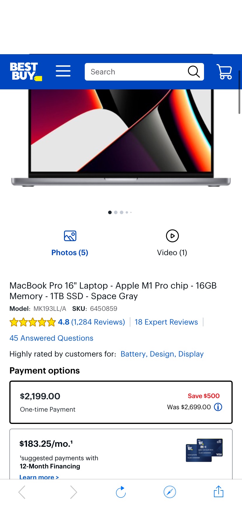 MacBook Pro 16" Laptop Apple M1 Pro chip 16GB Memory 1TB SSD Space Gray MK193LL/A - Best Buy