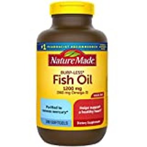 Nature Made Fish Oil Burp-Less 1000 mg, 320 Softgels, Fish Oil Omega 3 Supplement