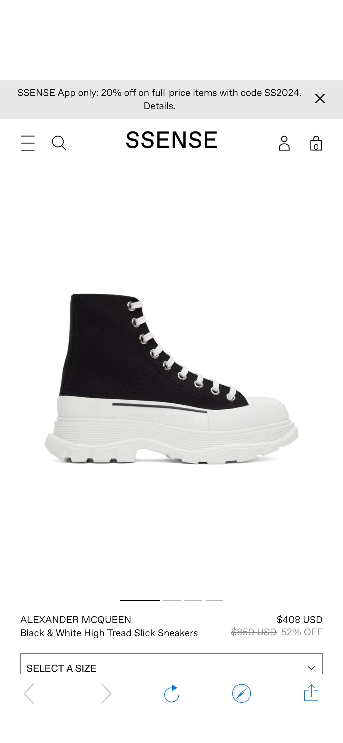 Black & White High Tread Slick Sneakers by Alexander McQueen on Sale