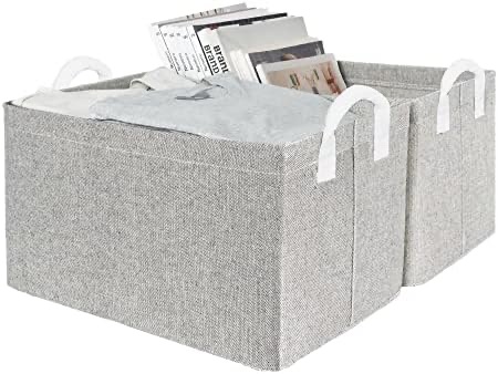 Amazon.com: StorageWorks Storage Baskets for Shelves with Metal Frame, Fabric Storage Bins, Gray, 2-Pack : Home & Kitchen