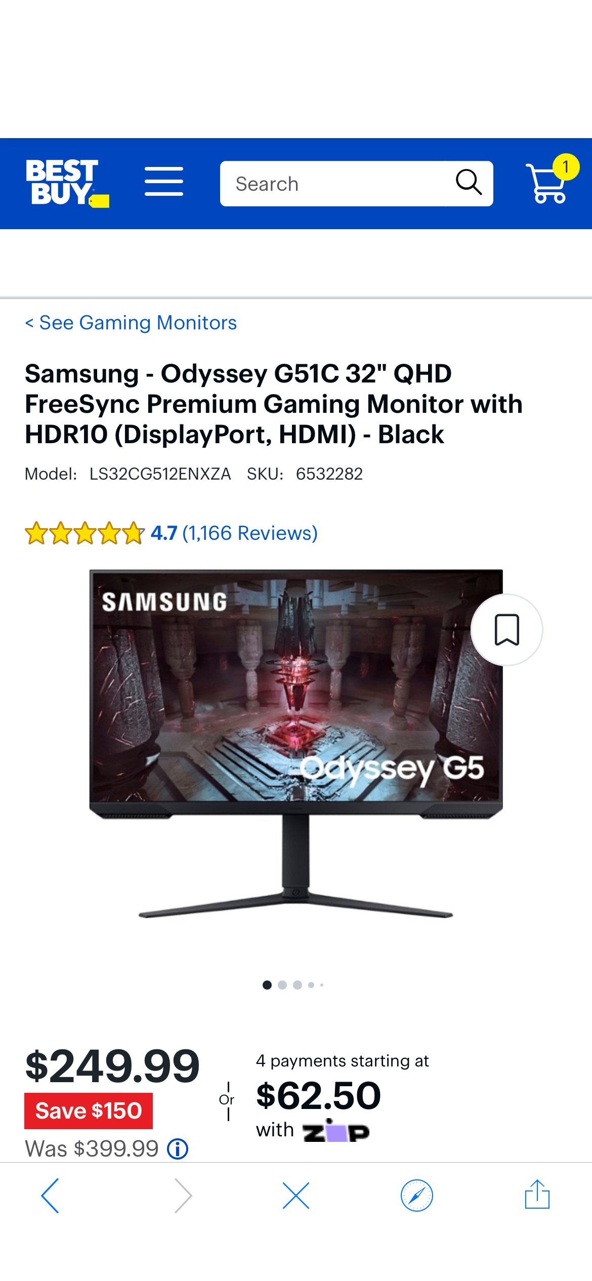 Samsung Odyssey G51C 32" QHD FreeSync Premium Gaming Monitor with HDR10 (DisplayPort, HDMI) Black LS32CG512ENXZA - Best Buy
