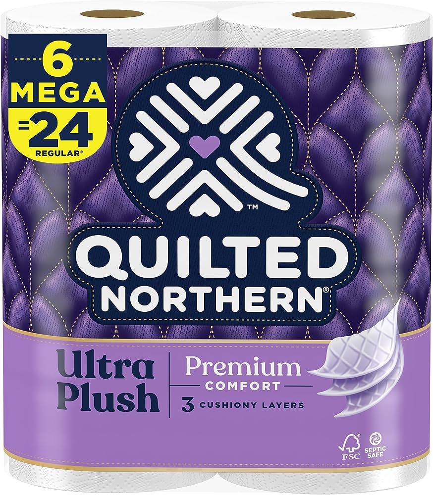 Amazon.com: Quilted Northern Ultra Plush Toilet Paper, 6 Mega Rolls = 24 Regular Rolls : Health & Household
