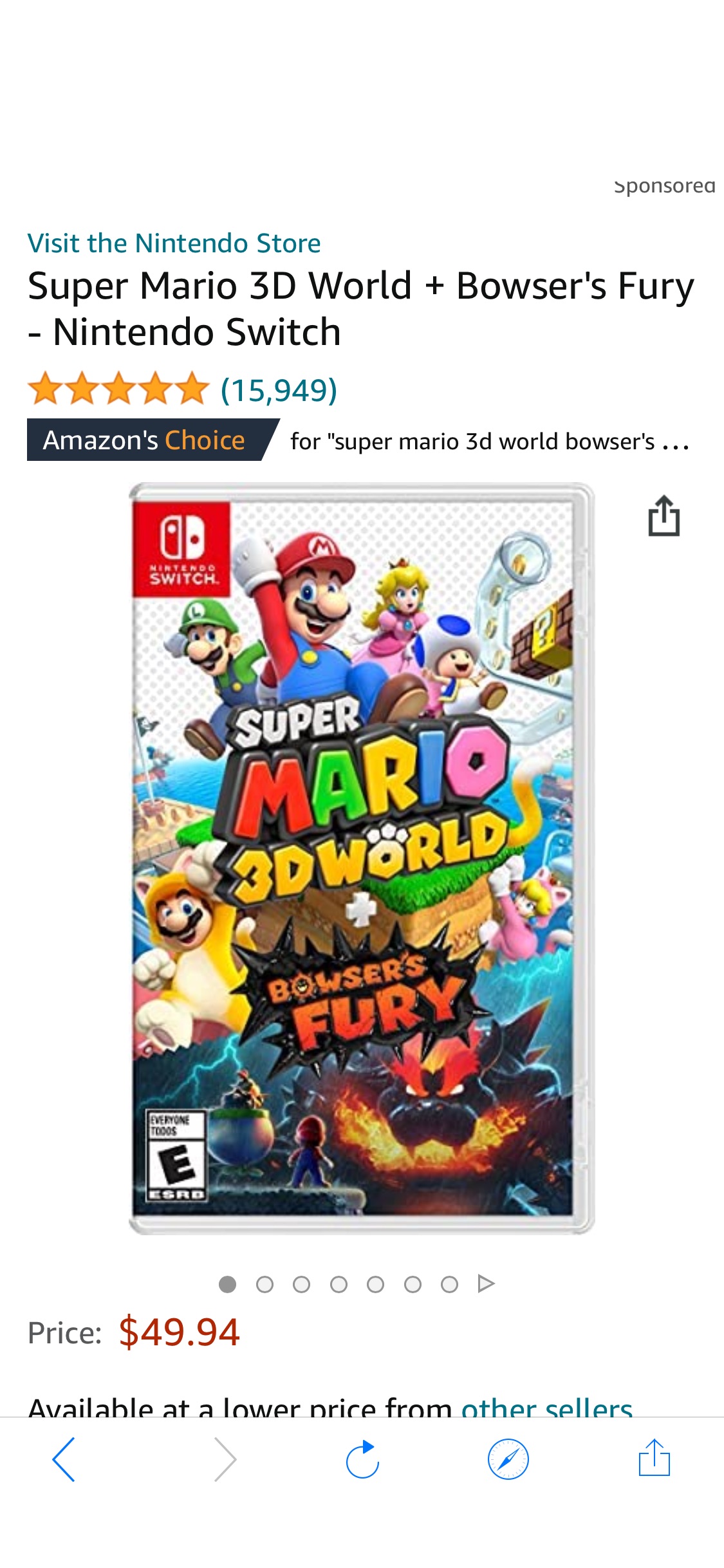 Super Mario 3D World switch实体版49.94