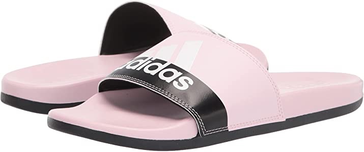Amazon.com | adidas Unisex Adilette Comfort Slide Sandal, Clear Pink/White/Core Black, 18 US Men | 大码拖鞋