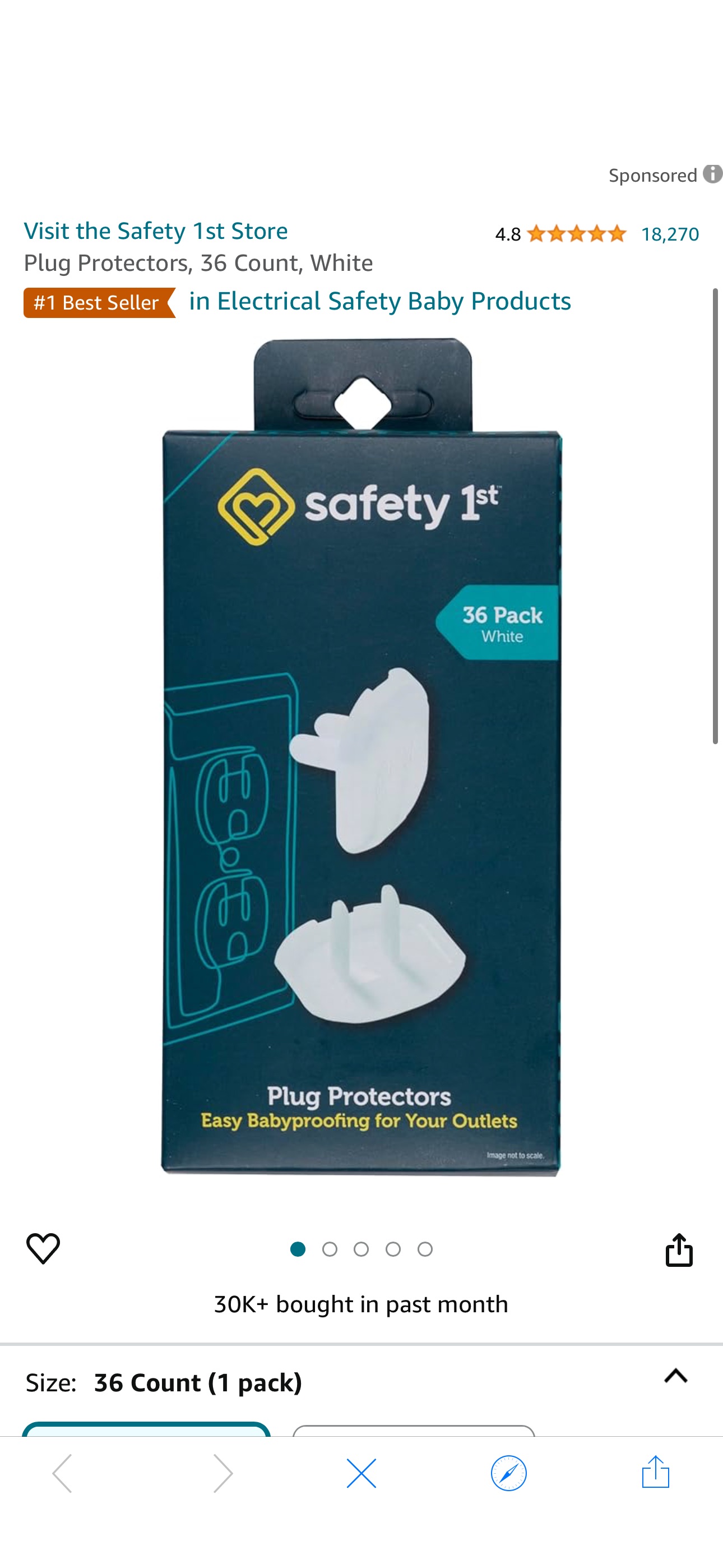 Amazon.com: Safety 1st Plug Protectors, 36 Count, White : Baby