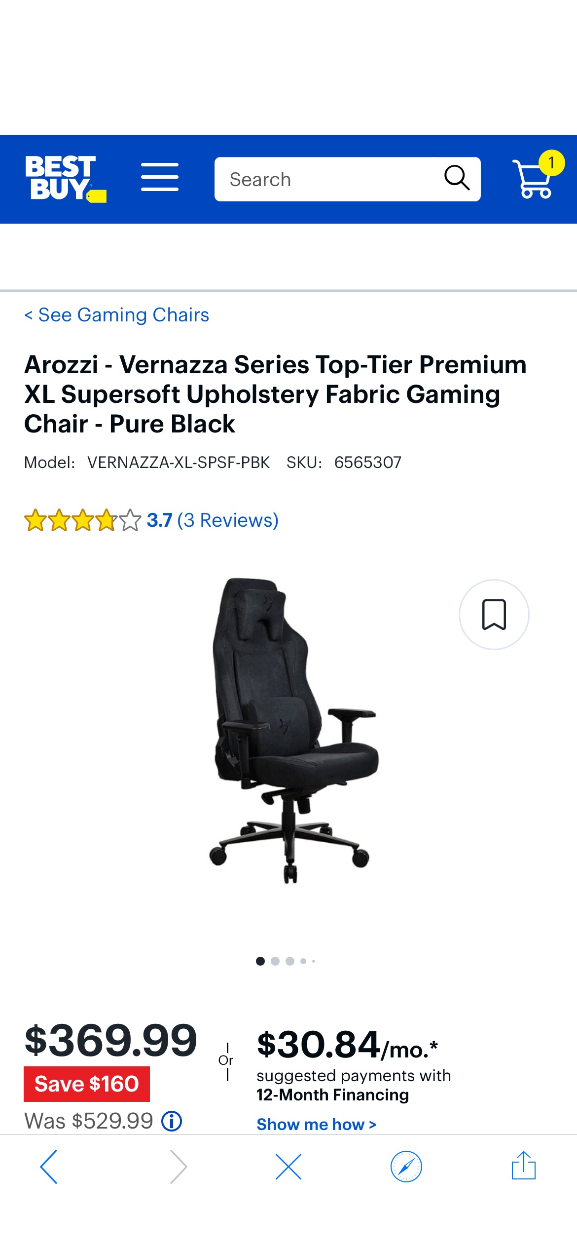 Arozzi Vernazza Series Top-Tier Premium XL Supersoft Upholstery Fabric Gaming Chair Pure Black VERNAZZA-XL-SPSF-PBK - Best Buy