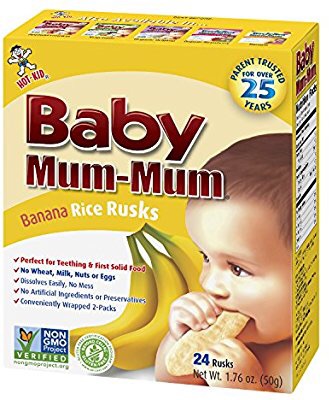 Hot-Kid Baby Mum-Mum Rice Rusks, Banana, 24 pieces, (Pack of 6婴儿饼干香蕉味六盒