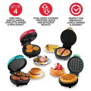 MyMini Deluxe Value Box Set; includes Waffle Maker, Griddle, Donut Maker, and Omelette Maker 4 pack