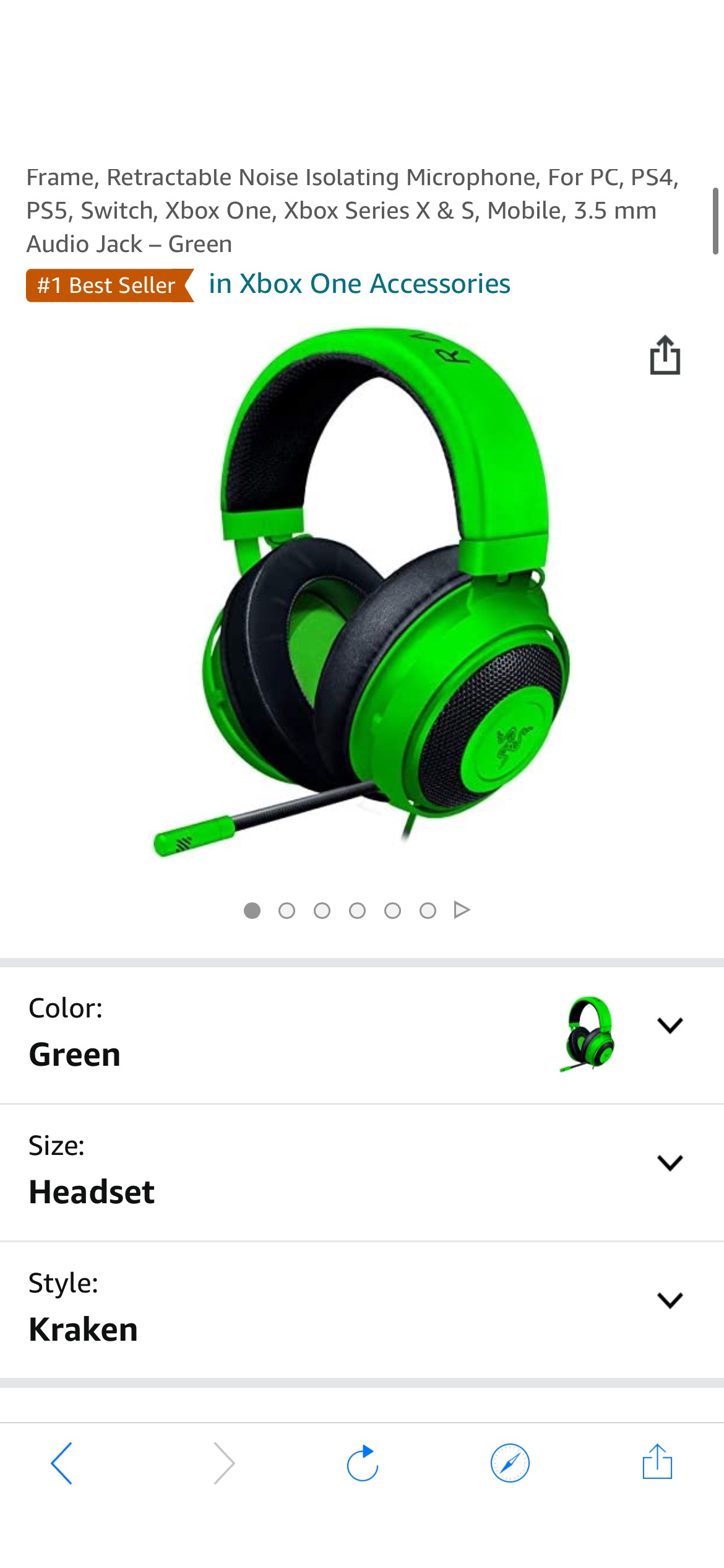 Amazon.com: Razer Kraken Gaming Headset: Lightweight Aluminum PS5, Switch, Xbox One, Xbox Series X & S, Mobile, 3.5 mm Audio Jack – Green : Video Games 耳机