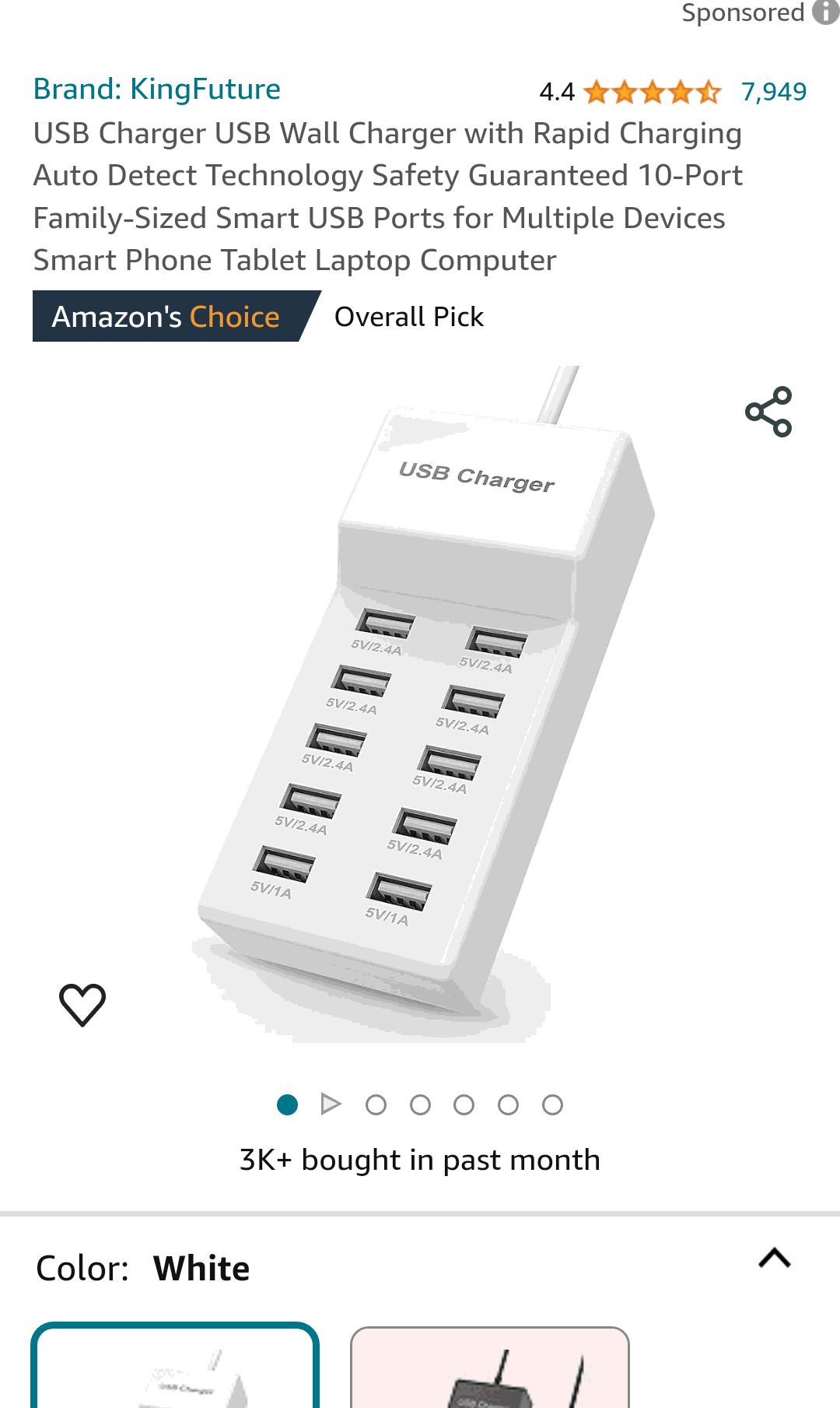 USB Charger USB Wall Charger with Rapid Charging Auto Detect Technology Safety Guaranteed 10-Port Family-Sized Smart USB Ports for Multiple Devices Smart Phone Tablet Laptop Computer : Cell Phones & A
