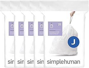 Amazon.com: simplehuman Code J Genuine Custom Fit Drawstring Trash Bags in Dispenser Packs, 100 Count, 30-45 Liter / 8-12 Gallon, White : Health &amp; Household
