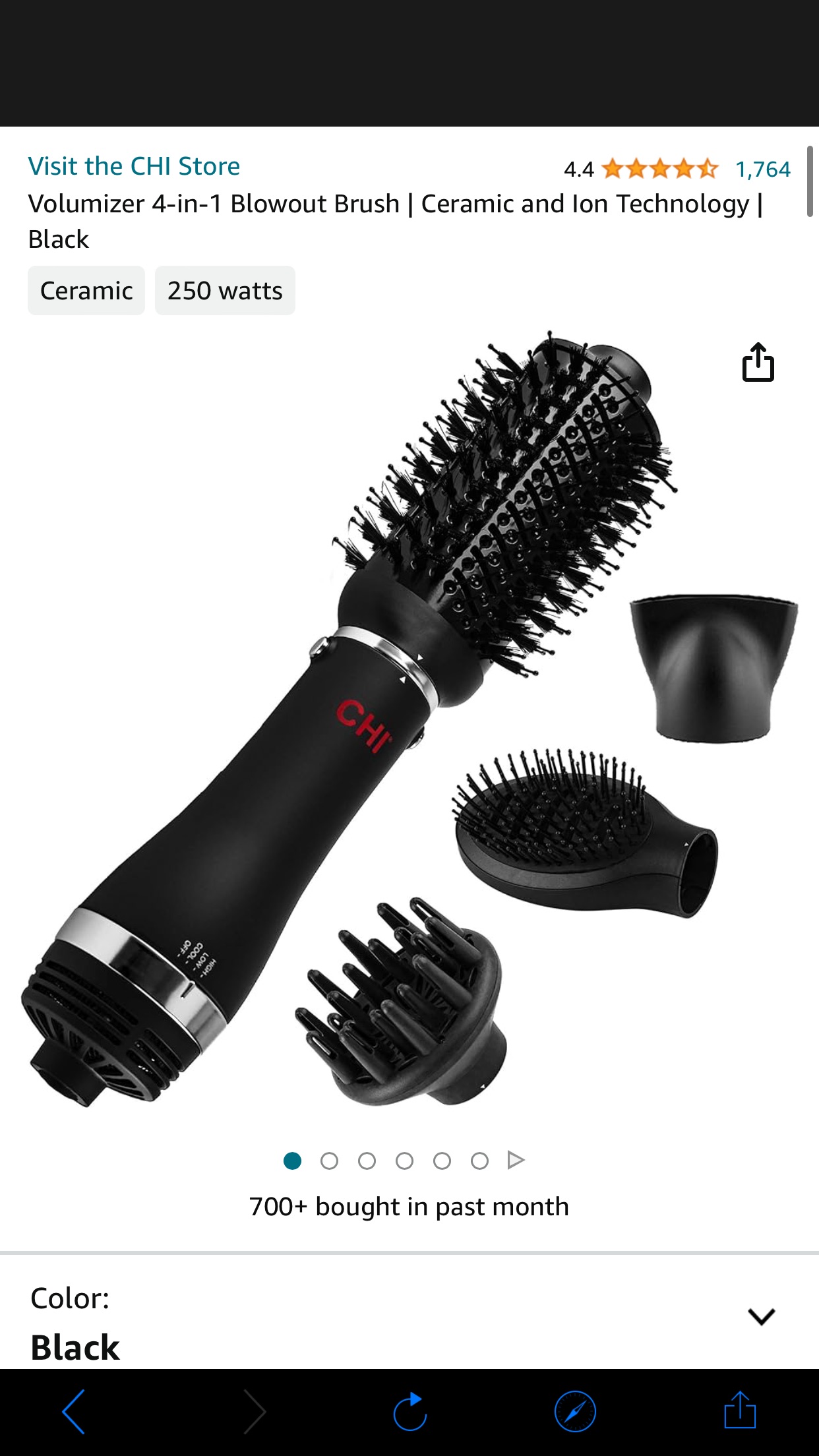 Amazon.com : CHI Volumizer 4-in-1 Blowout Brush | Ceramic and Ion Technology | Black