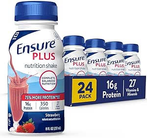 Amazon.com: Ensure Plus Nutrition Shake with 16 Grams of Protein, Meal Replacement Shakes, Strawberry, 8 Fl Oz (Pack of 24) : Health &amp; Household