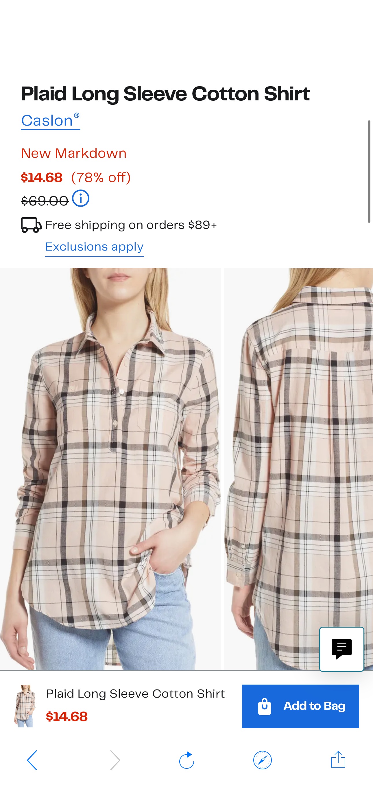 Caslon® Plaid Long Sleeve Cotton Shirt | Nordstromrack