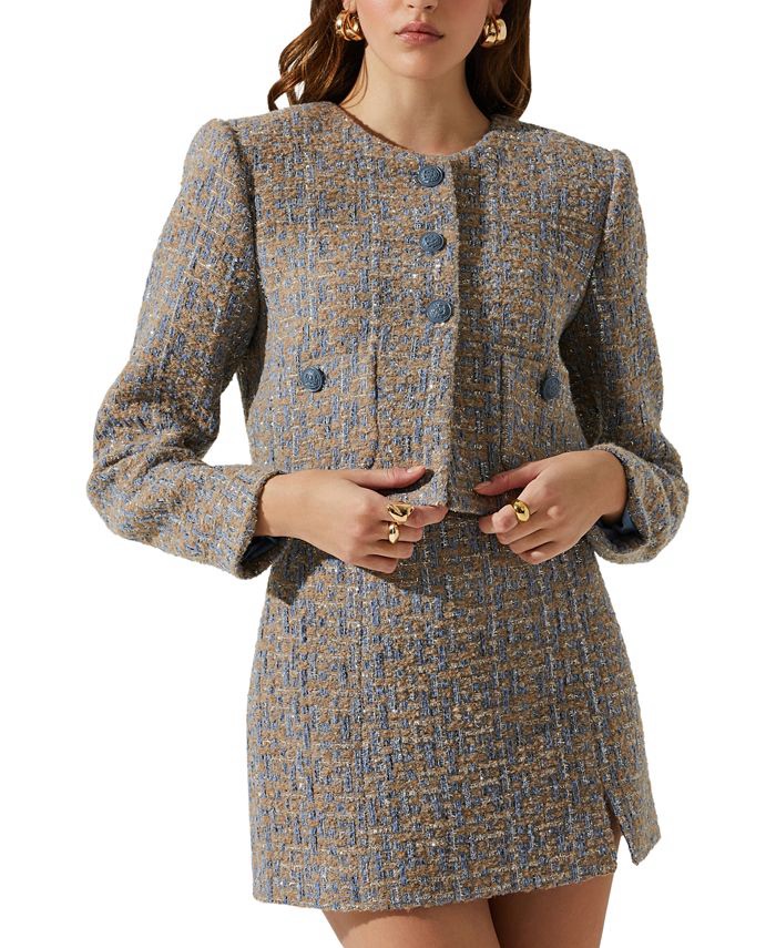 ASTR the Label Women's Lyssa Cropped Tweed Blazer - Macy's