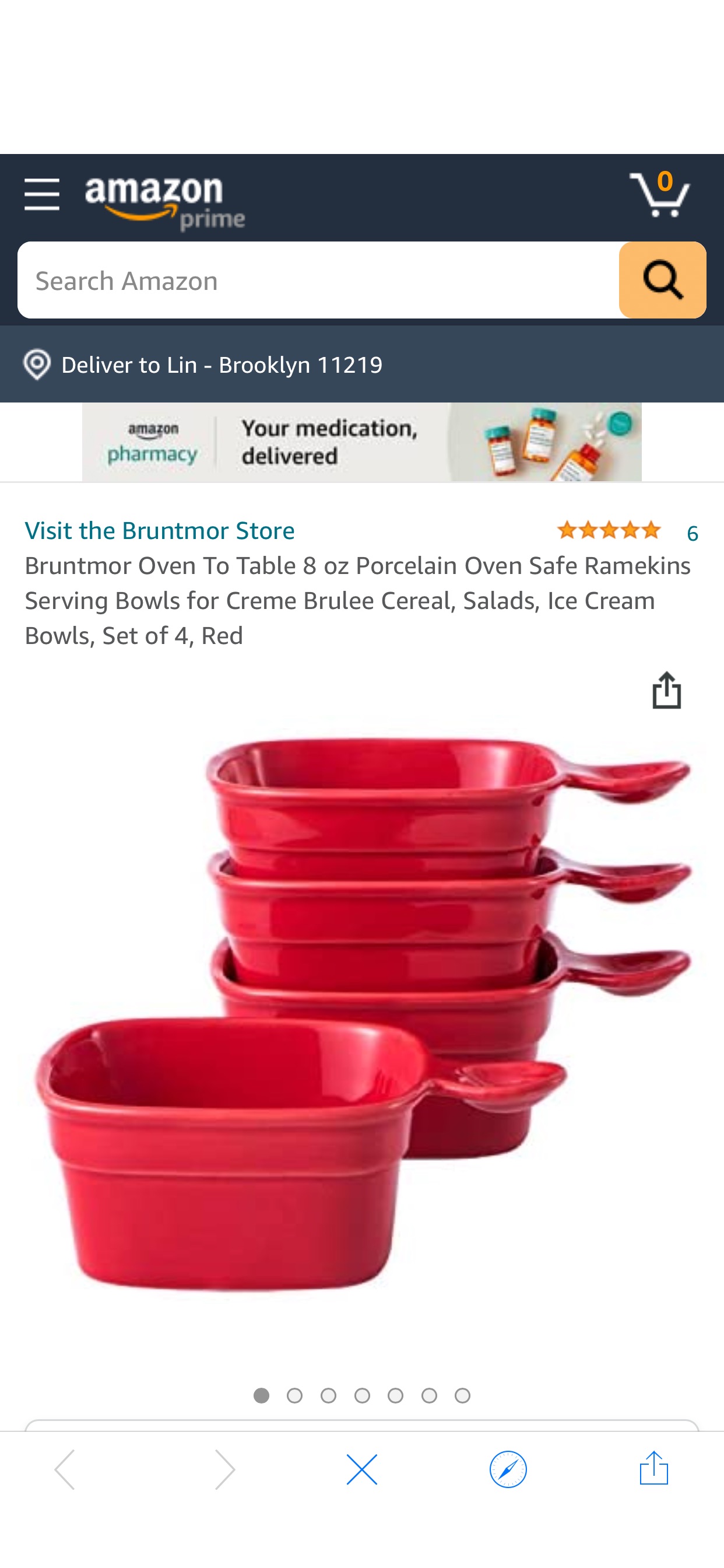Amazon.com | Bruntmor Oven To Table 8 oz Porcelain Oven Safe Ramekins Serving Bowls for Creme Brulee Cereal, Salads, Ice Cream Bowls, Set of 4, Red: Serving Bowls 洋气好看