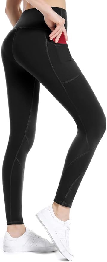 ALONG FIT High Waisted Leggings-Yoga-Pants with Pockets for Women Workout Tummy Control Leggings Sport Running Tights Black (High Waist-Black, Medium), Pants - Amazon Canada
