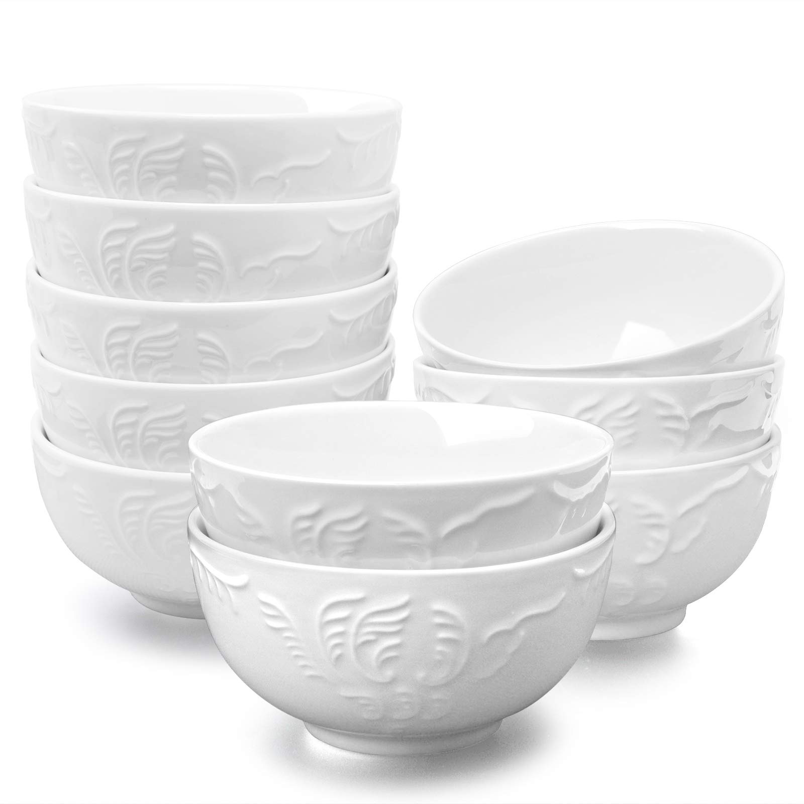 白色浮雕陶瓷小碗 10个