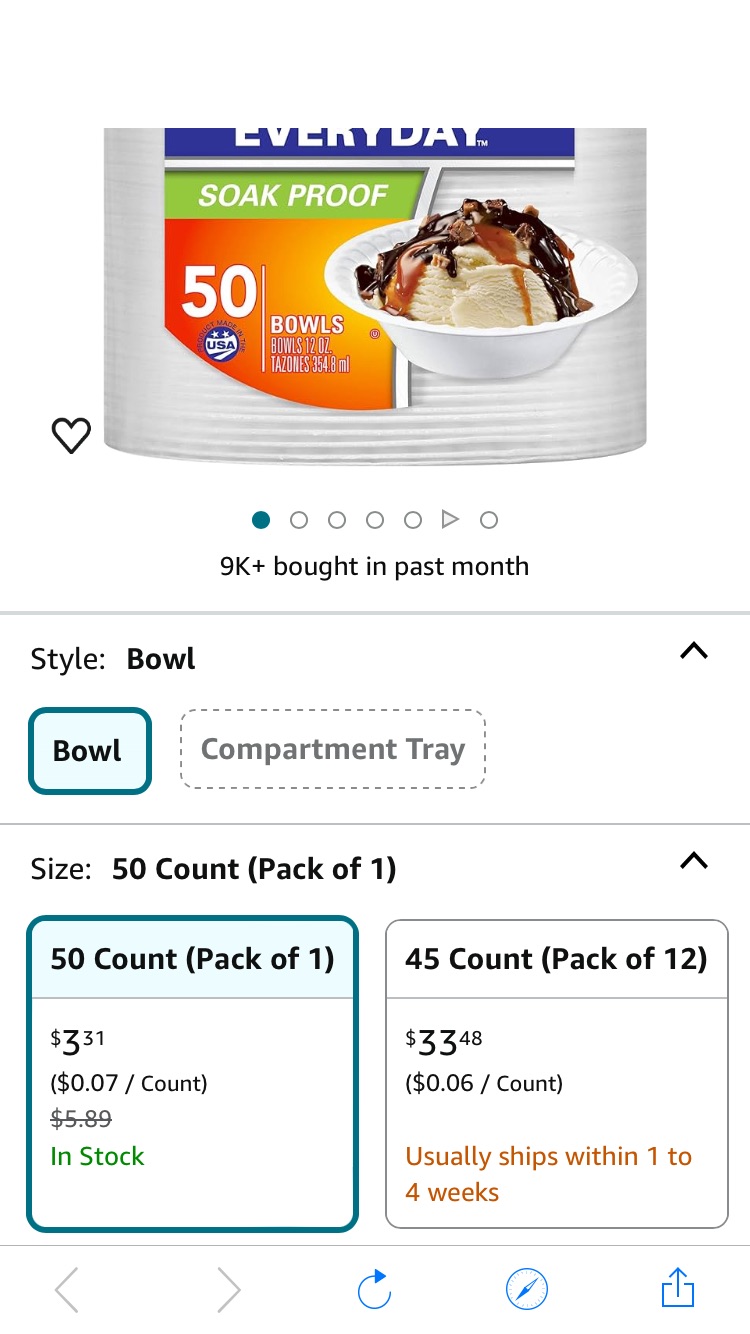 一次性碗五十個Amazon.com: Hefty Everyday Soak-Proof Foam Bowls, 12 Ounce, 50 Count : Health & Household