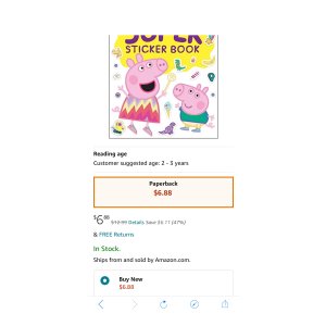 $6.88 Peppa Pig Super Sticker Book (Peppa Pig): Golden Books, Golden Books: 9780593118931:小猪佩奇贴纸活动书