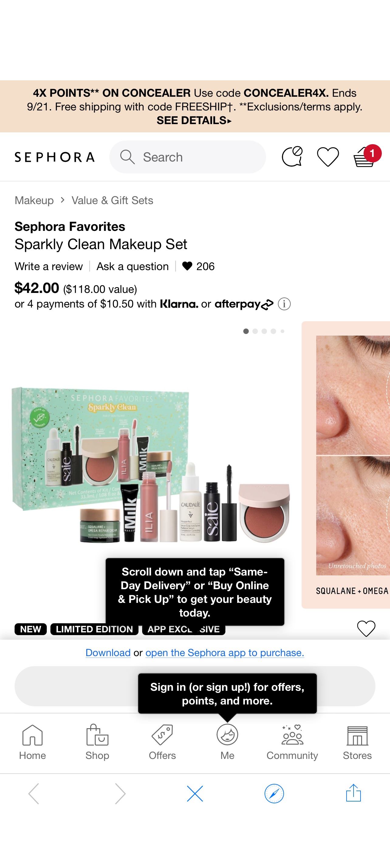 Sparkly Clean Makeup Set - Sephora Favorites套装上新