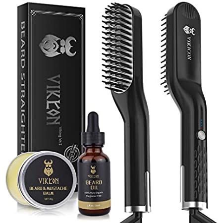 Amazon.com: Beard Straightener w/Beard Balm & Beard Growth Oil & Beard Guide E-Book,UPGRADED 3 in 1 Hair Straightener Brush Beard Straightening Comb
鬍鬚直髮梳套組