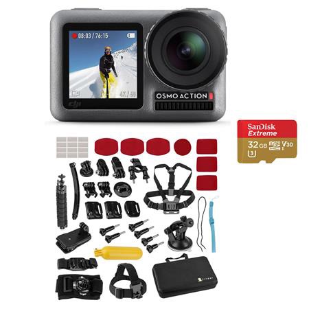 DJI Osmo Action 4K HDR Camera With Froggi Extreme Accessory Set, and 32GB Card CP.OS.00000020.01   大疆运动相机