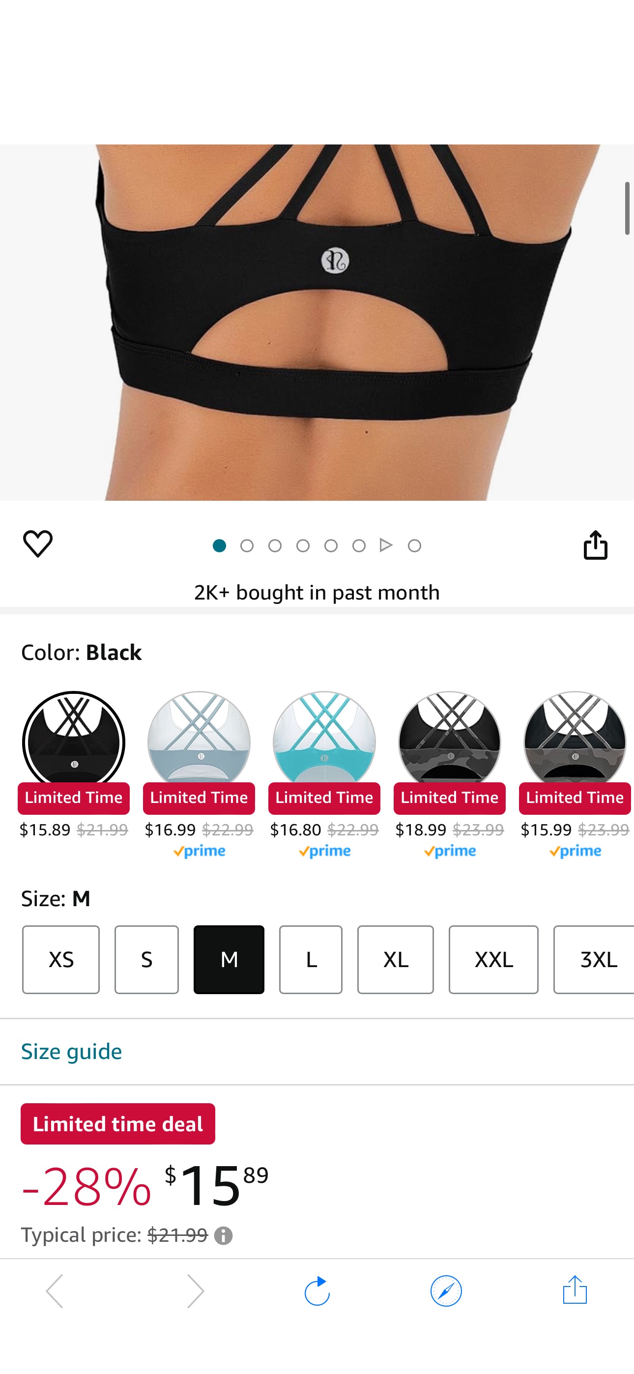 RUNNING GIRL Strappy Sports Bra for Women, Sexy Crisscross Back Medium Support Yoga Bra with Removable Cups(WX2354 Black,M) at Amazon Women’s Clothing store