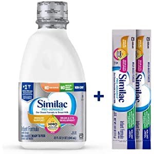 Similac Pro-Advance Infant Formula with 2'-FL Human Milk Oligosaccharide (HMO) for Immune Support, Ready to Feed, 32 oz (Pack of 6) + 2 On-The-Go Stick Packs