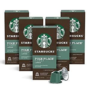 Starbucks by Nespresso Pike Place Roast, Compatible with Nespresso Original Line System, 10 Count, Pack of 5