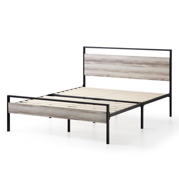 Nora Gray Queen Metal and Wood Platform Bed Frame