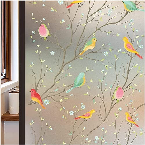 Coavas Window Privacy Film Stained Glass Window Film Non-Adhesive Static Cling Glass Film Decorative Frosted Glass Window Film Window Heat Blocker Heat Control for Home, 17.7 x 78.7 Inches 窗贴