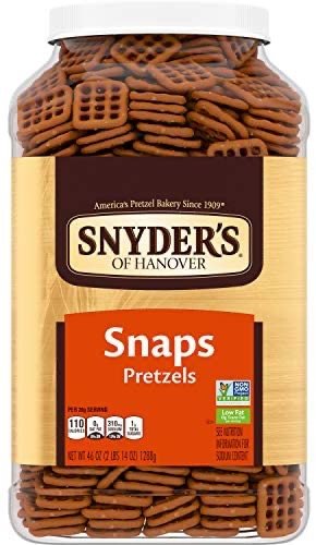 Snyder's of Hanover Pretzel Snaps, Canister, 2.87 Pound, Canister Snaps, 46 Oz