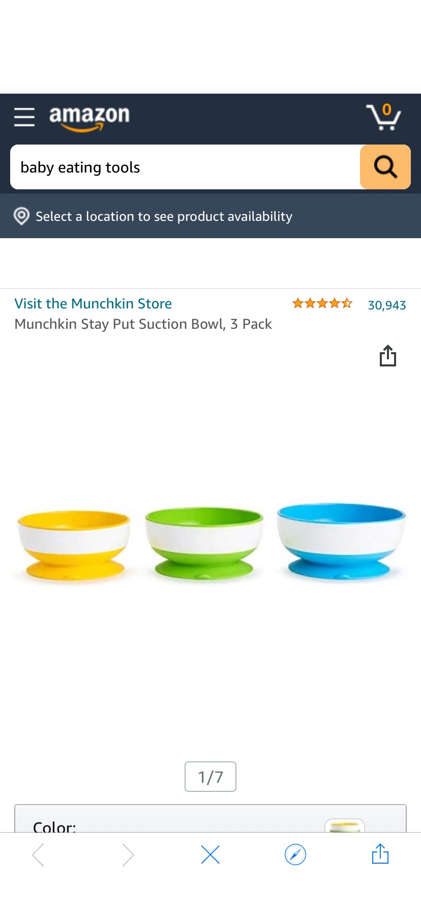 Amazon.com: Munchkin Stay Put Suction Bowl, 3 Pack: Baby宝宝吸盘碗