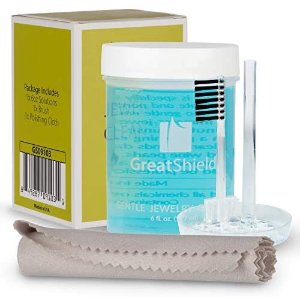 GreatShield Jewelry Liquid Cleaner Solution Kit With Gentle Brush, Cleaning Cloths And Basket for Gold, Silver, Diamond, Platinum Jewelry, Precious Stone, Suitable For Bracelet Rings Necklace Earrings: Computers & Accessories