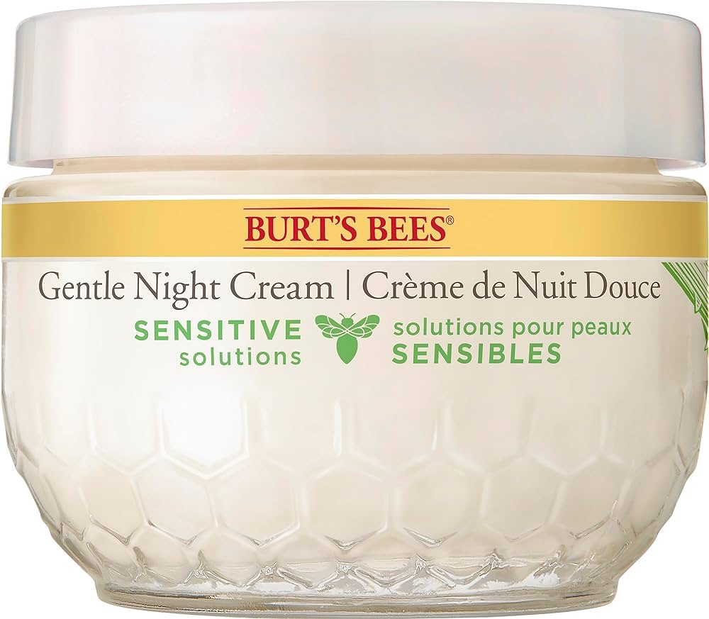 Burt's Bees Sensitive Hydrating Night Face Cream Face Moisturizer for Sensitive Skin, Mother's Day Gift, Gift for Mom, with Aloe and Rice Milk, 98.9% Natural Origin, Developed with Dermatologists, 50g