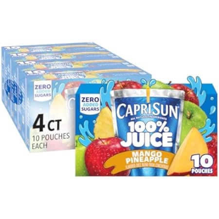 Amazon.com : Capri Sun 100% Juice Fruit Punch Naturally Flavored Kids Juice Blend (40 ct Pack, 4 Boxes of 10 Pouches) : Everything Else