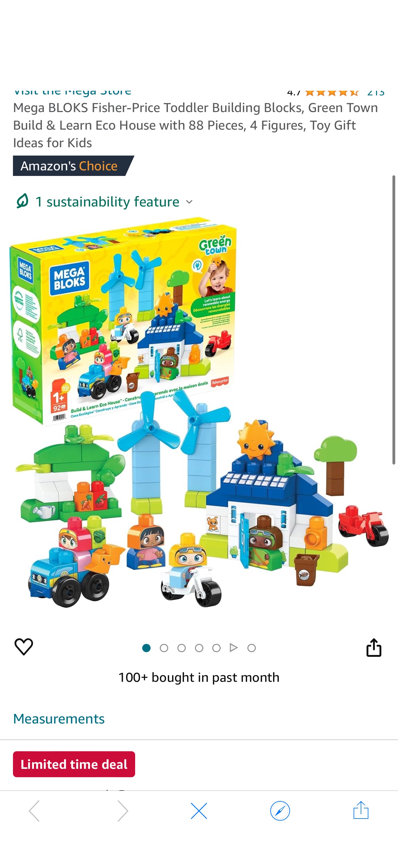 Amazon.com: Mega BLOKS Fisher-Price Toddler Building Blocks, Green Town Build & Learn Eco House with 88 Pieces, 4 Figures, Toy Gift Ideas for Kids : Toys & Games