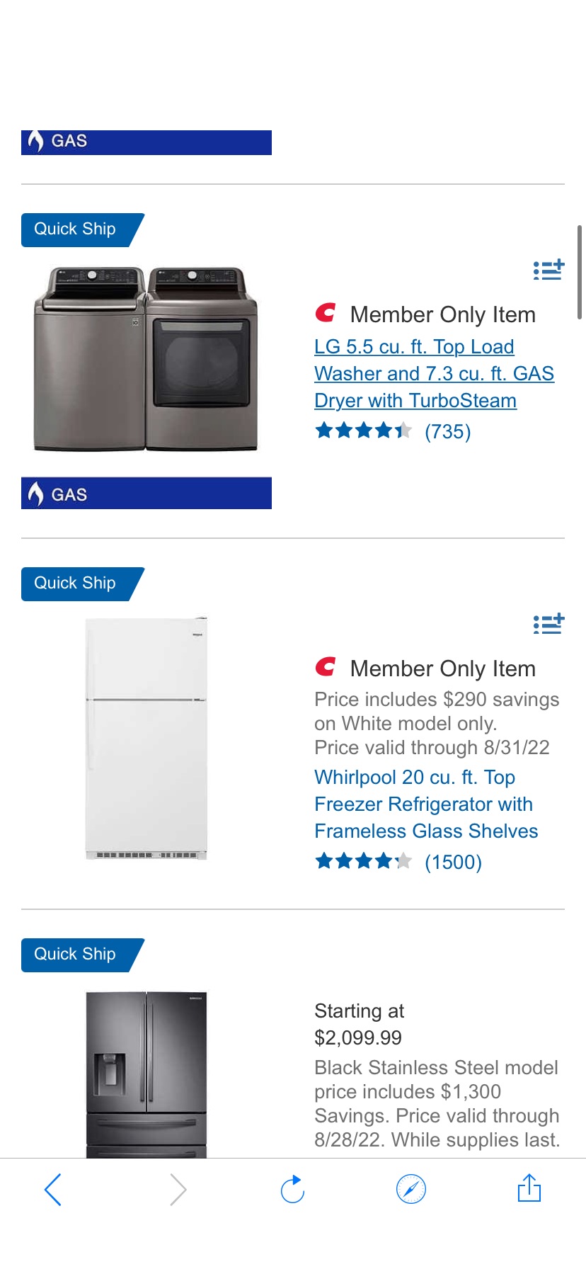 Appliances  | Costco家电促销最高减230