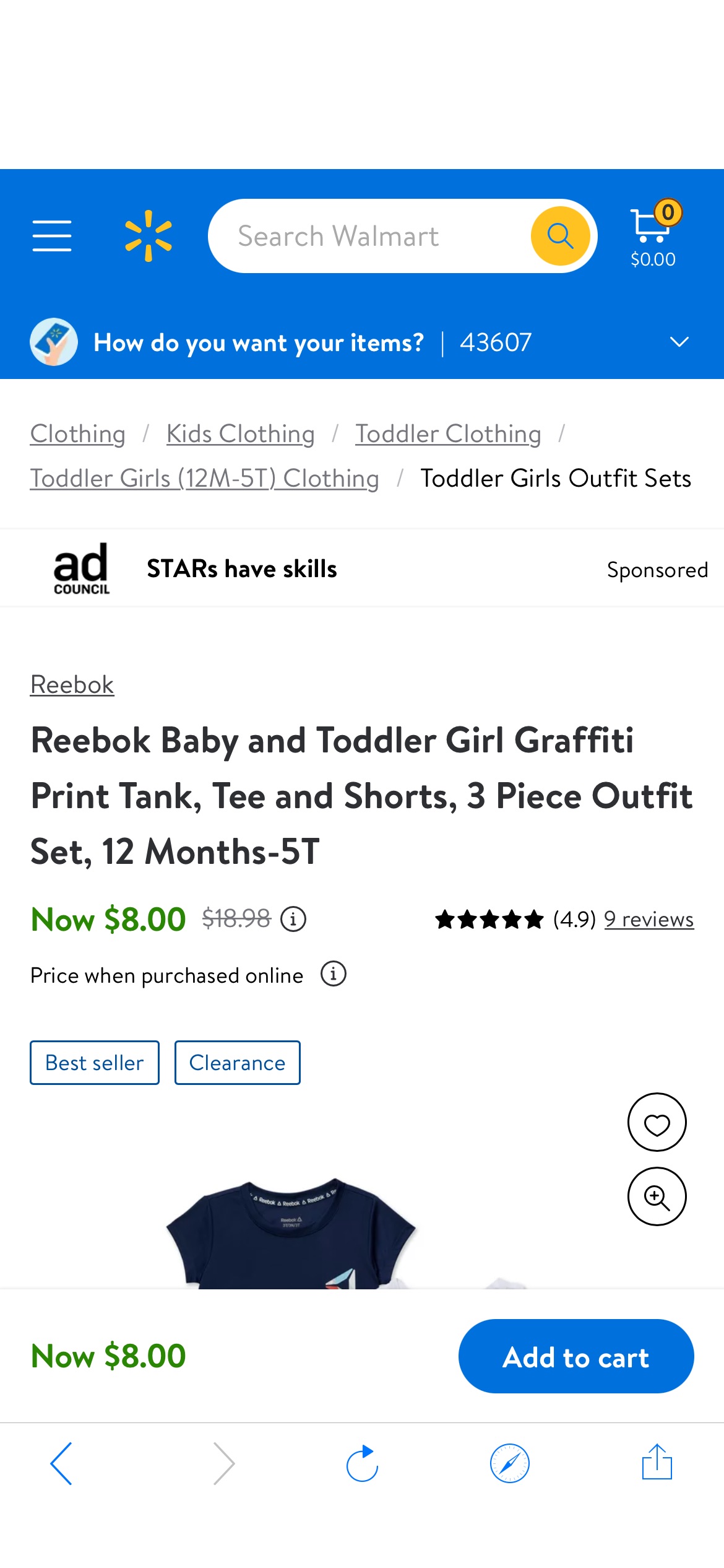Reebok Baby and Toddler Girl Graffiti Print Tank, Tee and Shorts, 3 件套Outfit Set, 12 Months-5T - Walmart.com