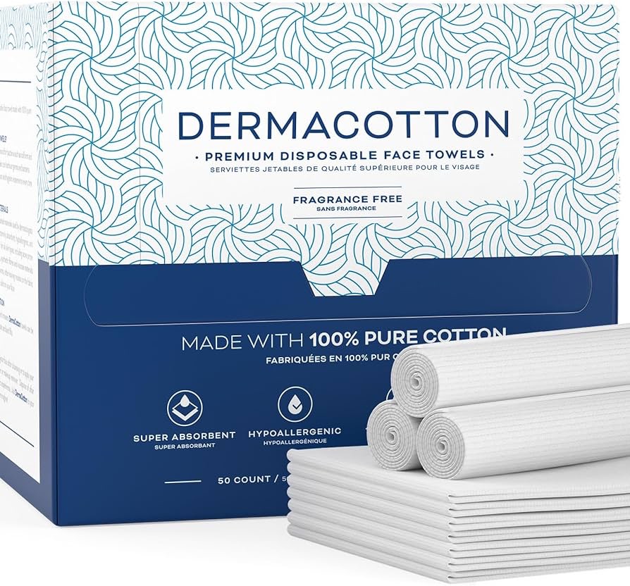 Amazon.com : Dermacotton Disposable Cotton Face Towels – Super Soft Face Wipes, Hypoallergenic Makeup Remover Wipes, Suitable for All Skin Types Including Sensitive Skin – Biodegradable Facial Cloths 