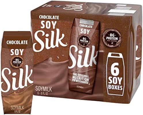 Amazon.com: Silk Shelf-Stable Soy Milk Singles, Chocolate, Dairy-Free, Vegan, Non-GMO Project Verified, 8 oz., 6 Pack : Grocery & Gourmet Food 豆奶